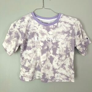 Champion Girls Short Sleeve T Shirt Large. Purple tie dye.